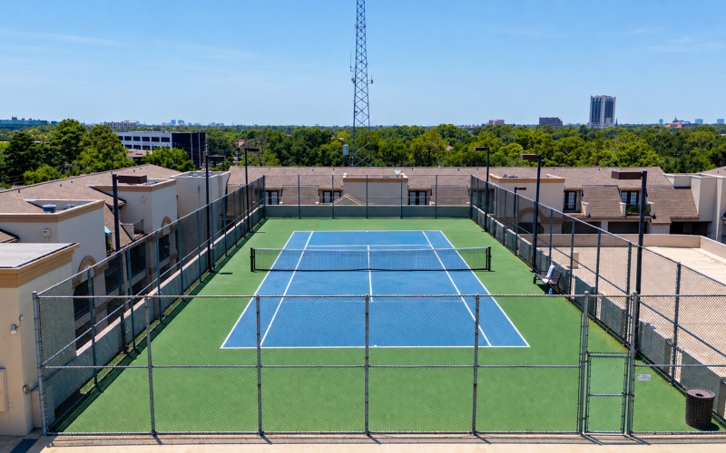 Outdoor pickleball court at Deerwood Apartments in Houston, Texas.