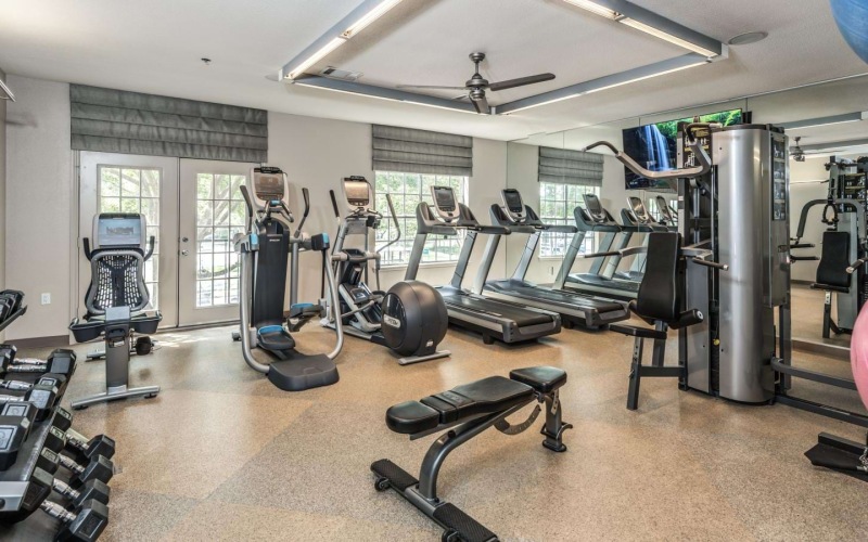 a gym with exercise equipment